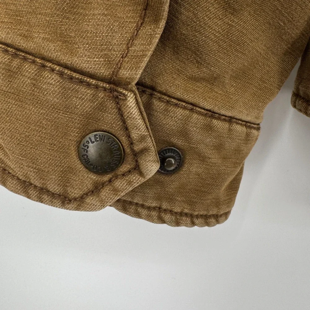 Y2K Levis Mens XL Brown Canvas Field Jacket Quilted Lined Military Utility Coat